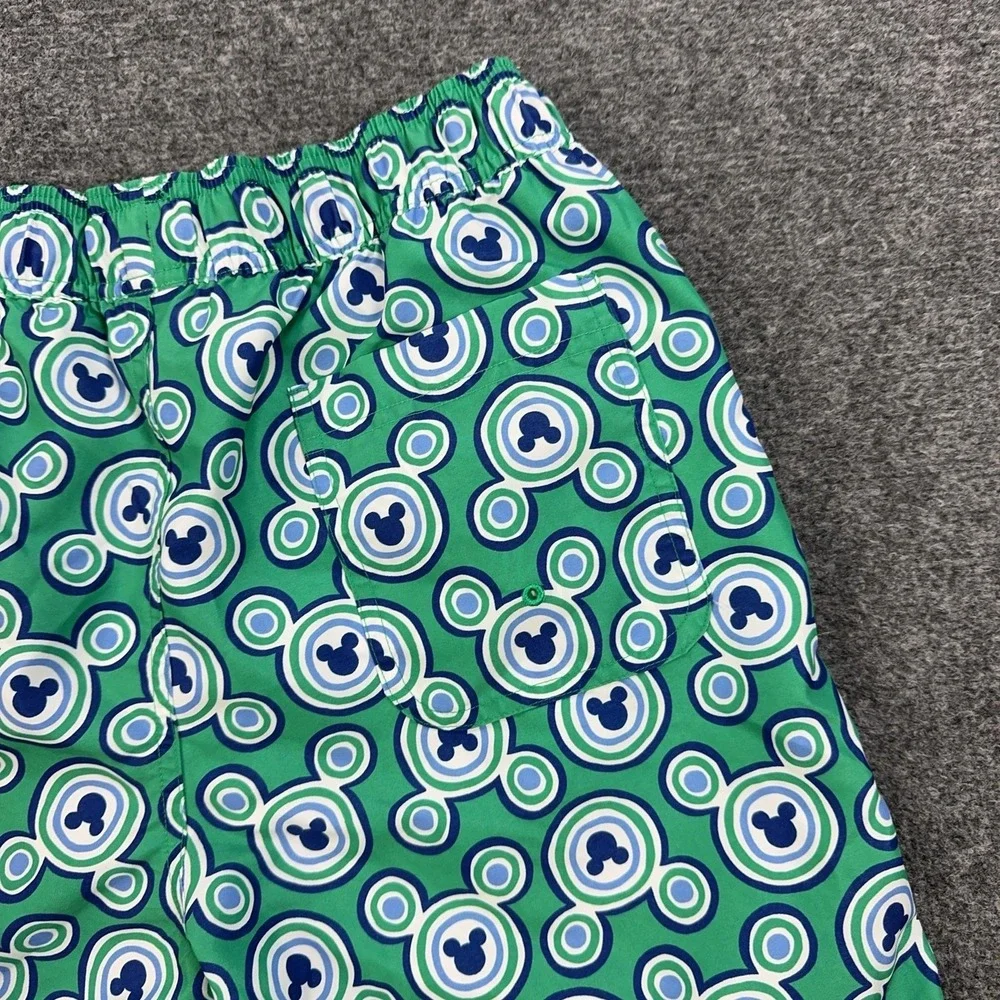 Disney Hanna Andersson Swim Shorts Boys S Green Mickey Mouse Lined Elastic Waist